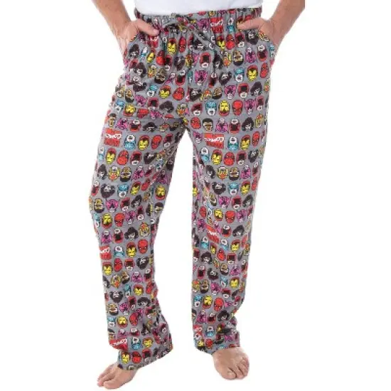 Marvel Men's Vintage Comic Character Faces Adult Sleep Lounge Pajama Pants Hero Faces image {4}