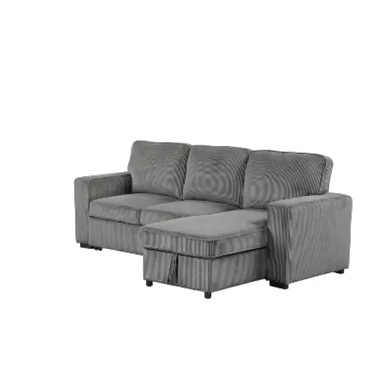 HOMES: Inside + Out Paeke Sleeper Sectional Sofa Corduroy with Storage Chaise and Reversible image {18}
