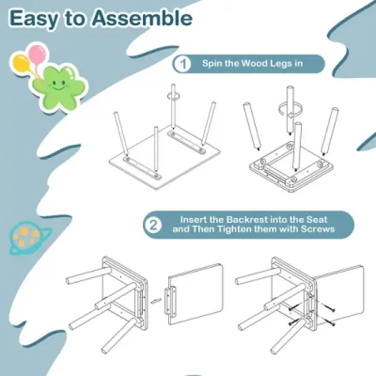 Costway 5 Piece Kids Wooden Activity Table and 4 Chairs Play Set Gift w/ Building Blocks image {9}