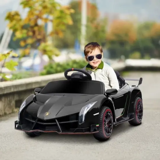 Aosom Lamborghini Veneno Licensed 12V Kids Ride on Car w/ Butterfly Doors, Bluetooth, Remote, Suspension System, Music image {2}