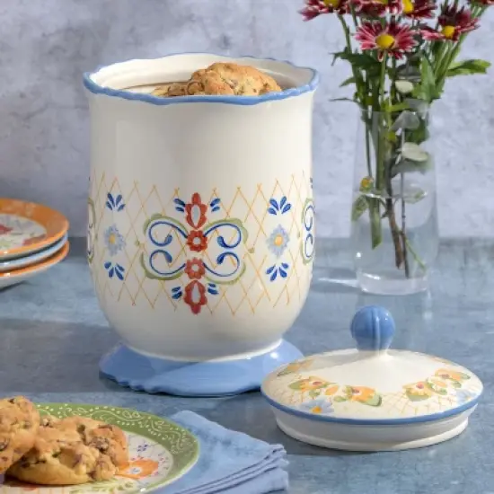 Laurie Gates California Designs Tierra 2.7 Quarts Hand Painted Stoneware Canister with Lid image {3}