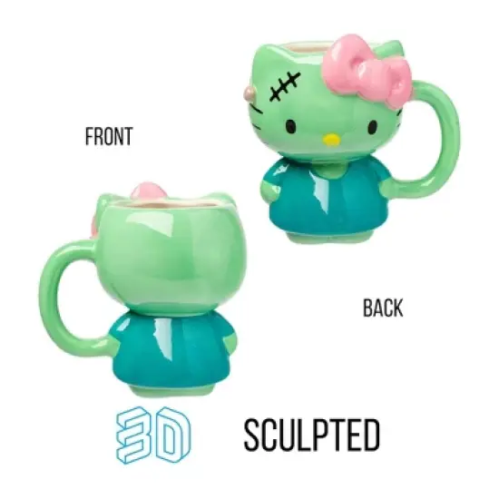 Silver Buffalo Sanrio Hello Kitty Frankenstein Costume 20 Ounce 3D Sculpted Ceramic Mug image {1}