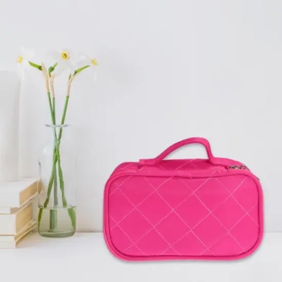 Unique Bargains Travel  Double Layer Makeup Bag Makeup Organizer Bag Storage Bag Portable Waterproof 1 Pcs image {5}