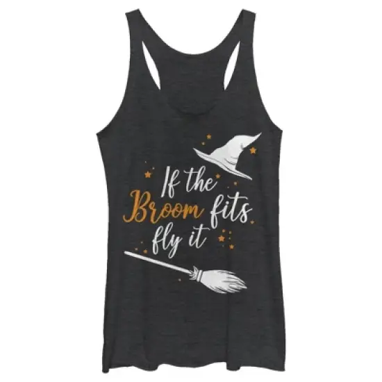 Women's Lost Gods Halloween If the Broom Fits Fly It Racerback Tank Top image {3}