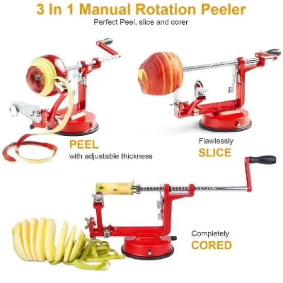 3-in-1 Apple Peeler, Corer & Slicer, Manual Hand-Crank Fruit & Potato Peeling Tool, Kitchen Gadget for Apples, Pears, Citrus image {2}