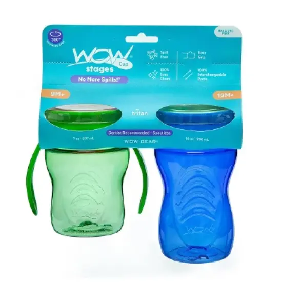 WOW Tritan Cup Stages - Green/Blue - 17oz/2pk image {1}