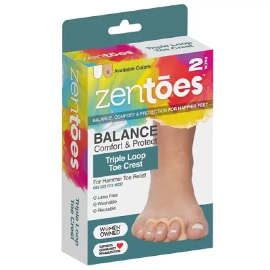 ZenToes Triple Loop Toe Crest for Hammer Toes - Beige - 2pk image {4}