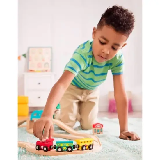 B. toys Wooden Train Set - Wood & Wheels image {2}