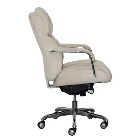 Sutherland Quilted Fabric Office Chair with Padded Arms Cream - La-Z-Boy image {2}