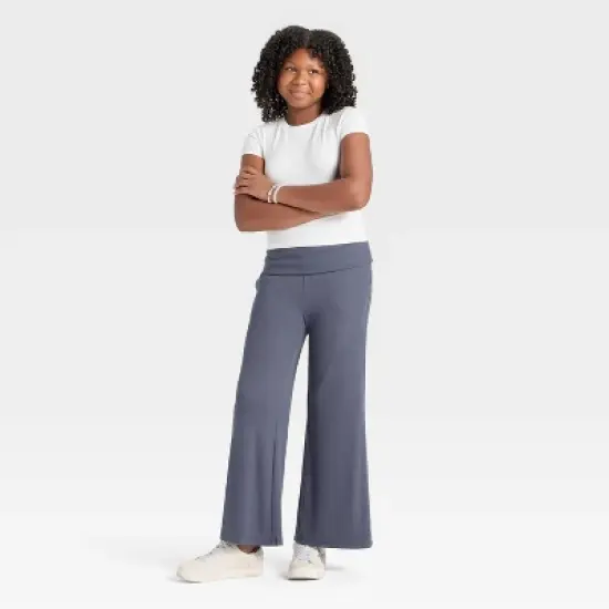 Girls' Foldover Waist Cozy Rib-Knit Flare Pant - art class&trade; image {2}