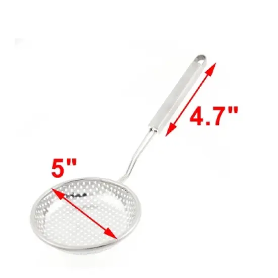 Unique Bargains Kitchen Utensil Flat Head Ladle 13" Length Strainers Silver Tone image {1}