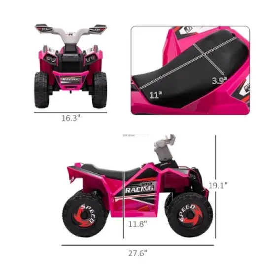 INFURNIC Baby Walkers Kids ATV Quad Ride On Car with Forward Backward Function Wear Resistant Wheels for Toddlers, Pink, 27.5"*16.3"*19" image {4}