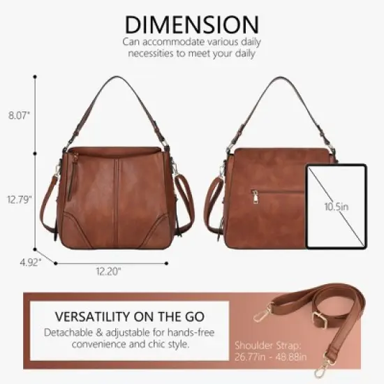 Hobo Crossbody Bags for Women Vegan Leather Purses and Handbags Bucket Bags Ladies Shoulder Purses for Everyday image {3}
