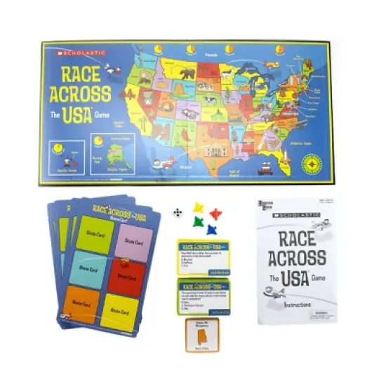 University Games Race Across the USA Scholastic Board Game: Educational Focus Geography, 2-4 Players, 30-Minute Play image {4}