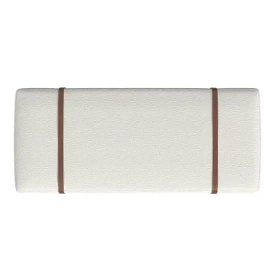 Upholstered Bench with Wood Base Cream Boucle - HomePop image {3}