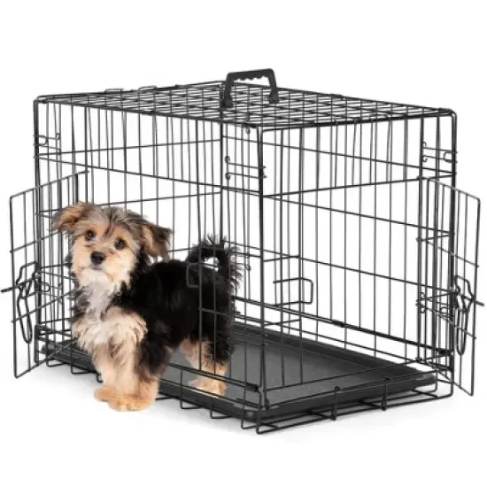 Double - door dog cage - Enhanced metal folding pet cage image {6}