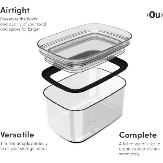 OU Airtight Food Storage Container 2.8cup, BPA Free Clear Plastic Food Storage Container with Leak Proof Lid, Stackable Kitchen Pantry Organizer image {2}