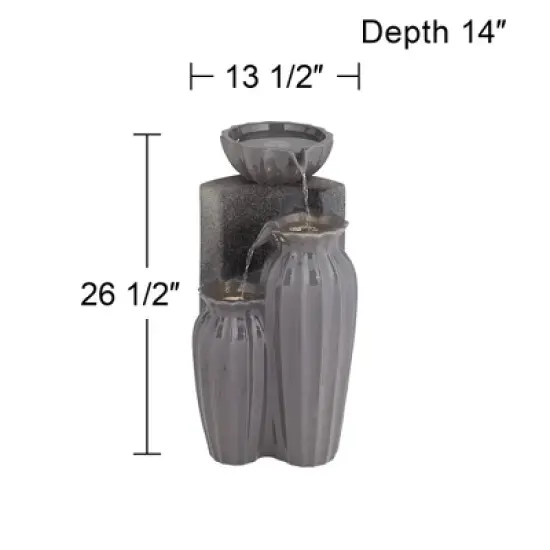 Three Bowls 26 1/2" High Large Modern Outdoor Decor Dark Gray Ceramic Floor Fountain with Light LED 3-Tier Outside Garden Patio Yard image {3}