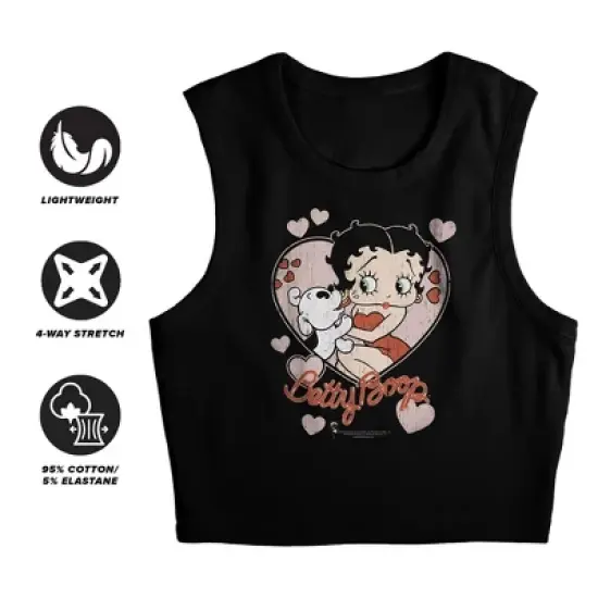 Women's Betty Boop Classic Kiss Sleeveless Crop Top Tank image {2}