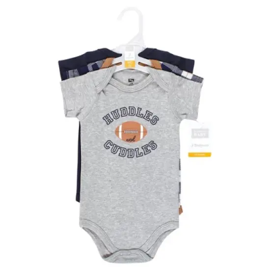Hudson Baby Infant Boy Cotton Bodysuits, Football Huddles 3-Pack image {1}