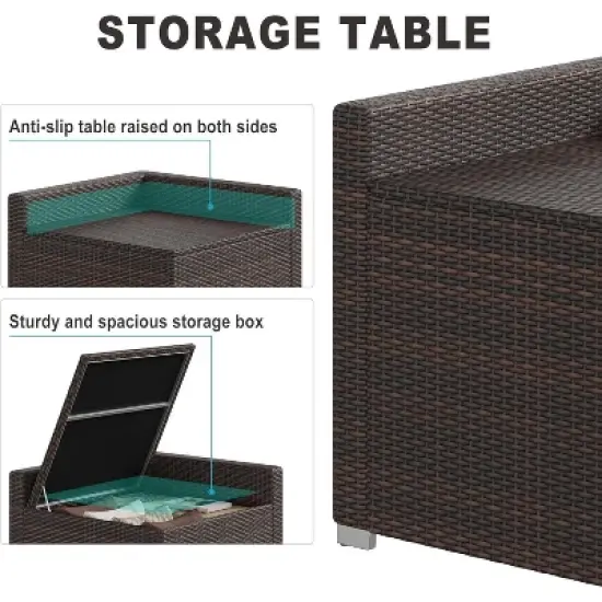 Garvee 5 Piece Outdoor Patio Furniture Sets, Wicker Conversation Set for Porch Deck, Rattan Sofa Chair with Cushion image {4}