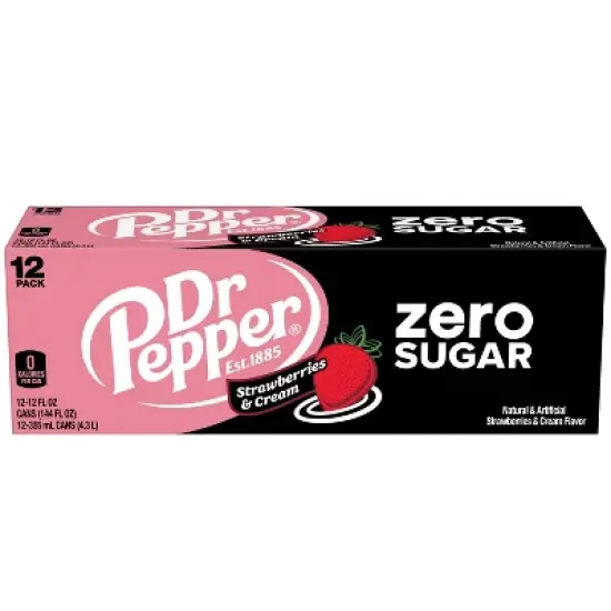 Dr Pepper Strawberries & Cream Zero Soda - 12pk/12 fl oz Cans image {3}