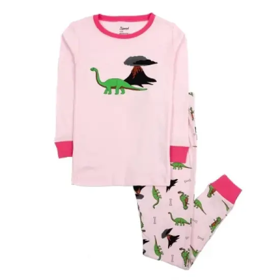 Leveret Kids Two Piece Cotton Unicorn and Dinosaur Pajamas image {3}