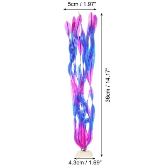 Unique Bargains Plastic Aquarium Fish Tank Decorations Artificial Water Plants Grass Purple 14.17" 1 Pc image {3}