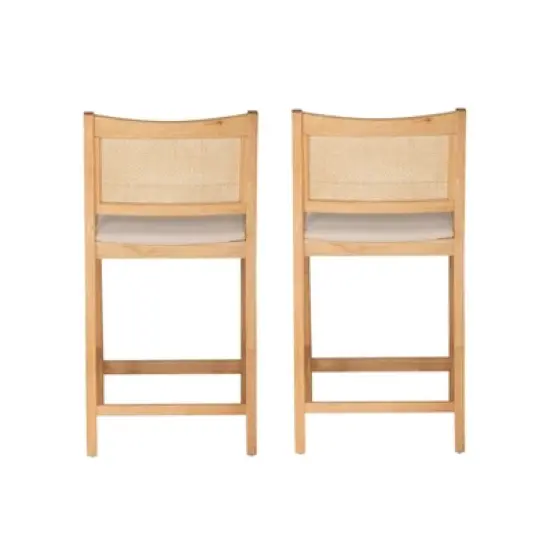 Powell Set of 2 Bessie Cane Counter Height Barstools Natural image {9}