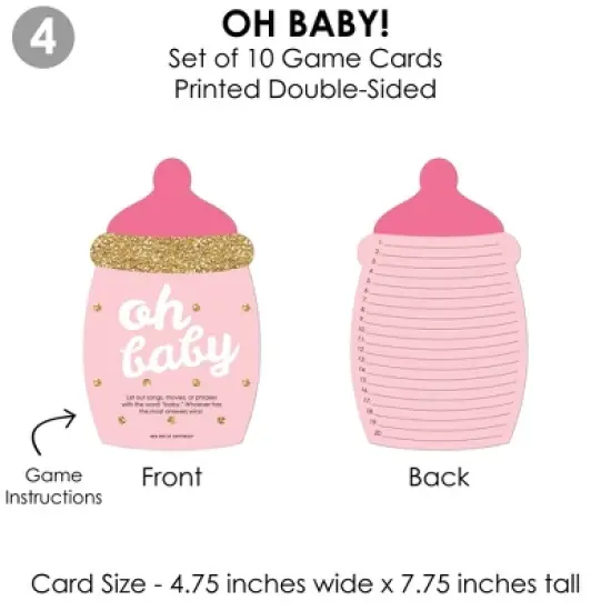 Big Dot of Happiness Hello Little One - Pink and Gold - 4 Girl Baby Shower Games - 10 Cards Each - Gamerific Bundle image {6}
