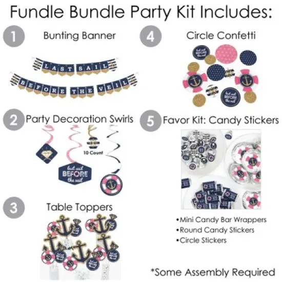 Big Dot of Happiness Last Sail Before The Veil - Nautical Bachelorette and Bridal Shower Supplies - Banner Decoration Kit - Fundle Bundle image {1}