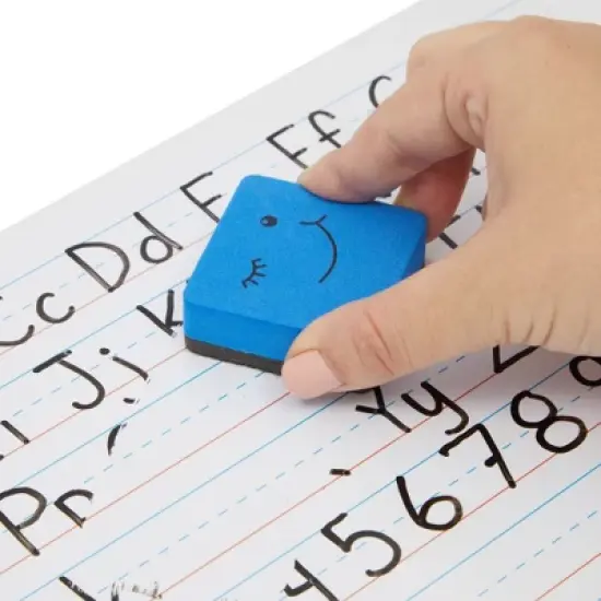Juvale 24 Pack Magnetic Mini Dry Erase Erasers for Classroom Whiteboard, School Supplies, Smiley Face, 4 Colors, 2 x 0.7 In image {2}