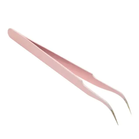 Okuna Outpost 6 Piece Metal Precision Tweezer Kit, False Eyelash Fake Lashes Extension Applicator with Storage Case, Pink image {5}