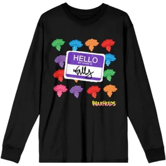 Warheads Hello Wally Colorful Candies Women's Black Long Sleeve Shirt image {2}
