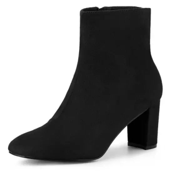 Allegra K Women's Dress Side Zip Chunky Heel Ankle Boots image {7}