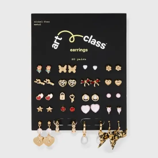 Girls' 20pk Leopard Earring Set - art class&trade; image {1}