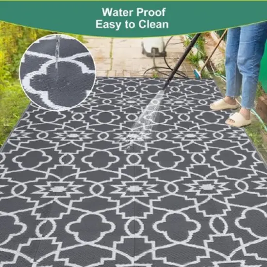 homfan Outdoor Rug - Waterproof Reversible for Patio, RV, Deck, Backyard image {2}
