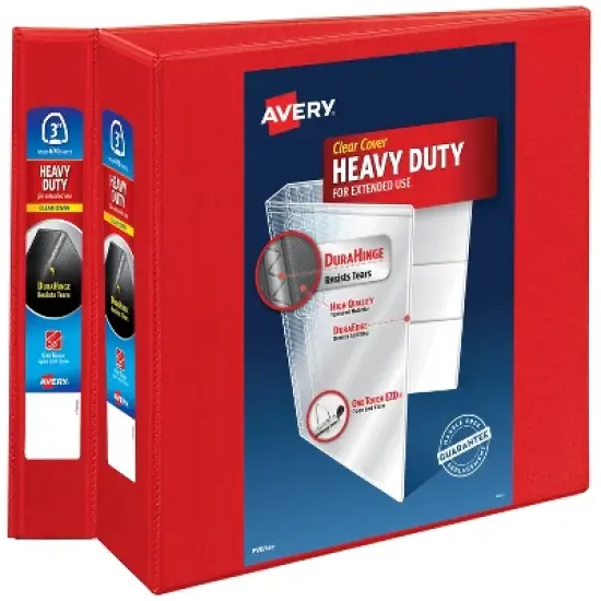 Avery Heavy-Duty View 3 Ring Binders, 3 Inch One Touch EZD Rings, 2 Red Binders (46044) image {7}