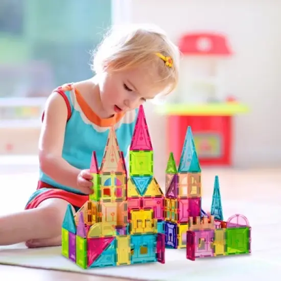 Contixo ST1 -Kids Toy Magnet Tiles -150 PCS 3D Building Blocks STEM Construction image {2}