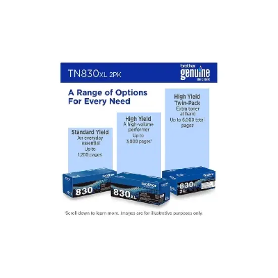 Brother TN830XL Black High Yield Toner Cartridge 2/Pack (TN830XL2PK) print up to 3 000 pages image {5}