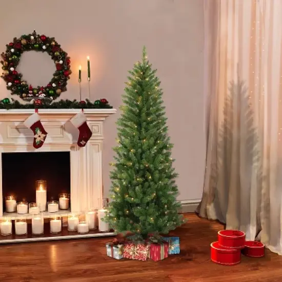 6ft Puleo Pre-Lit Carson Pine Artificial Christmas Tree Clear Lights image {1}