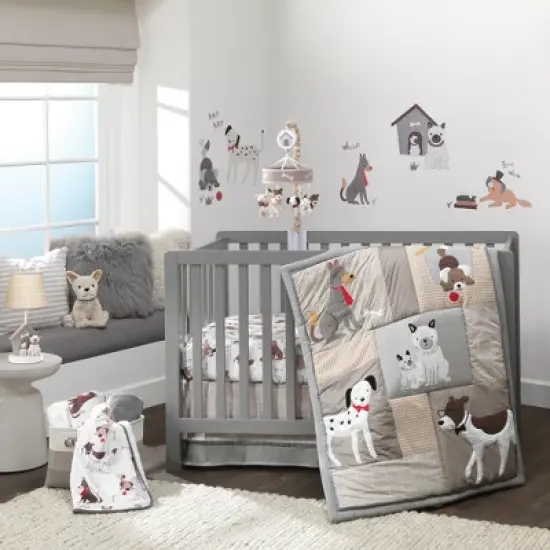 Lambs & Ivy Bow Wow Baby Blanket - Gray, Animals, Puppy image {6}