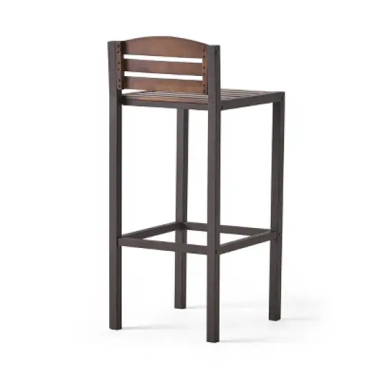 GDFStudio Darnel Outdoor Acacia Wood 3 Piece Bar Set, Dark Brown image {7}
