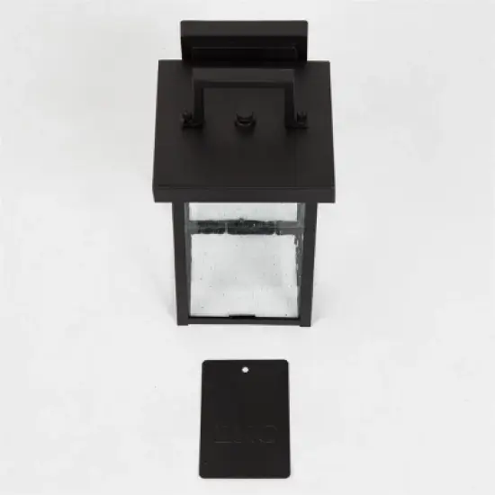 10.5" Square Metal/Glass Outdoor Wall Lamp Black - LNC image {7}