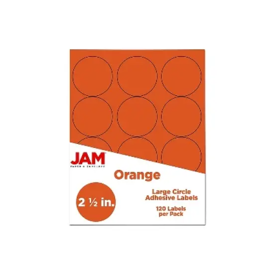 JAM Paper Round Label Sticker Seals 2.5" Diameter Orange 12 Labels/Sheet 10 Sheets/Pack (147628584) image {5}