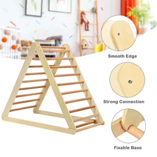 Costway Foldable Wooden Climbing Triangle Indoor Home Climber w/ Ladder for Toddler Baby image {8}