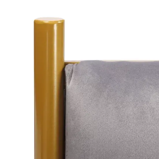 King Chloe Steel/Velvet Upholstered Headboard Gold/Gray - LumiSource: Tufted, Foam-Filled image {5}