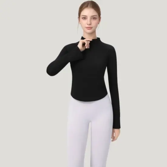Anna-Kaci Active Women's Long Sleeve Active Top with Half Zip Front and Slim Fit Design image {3}