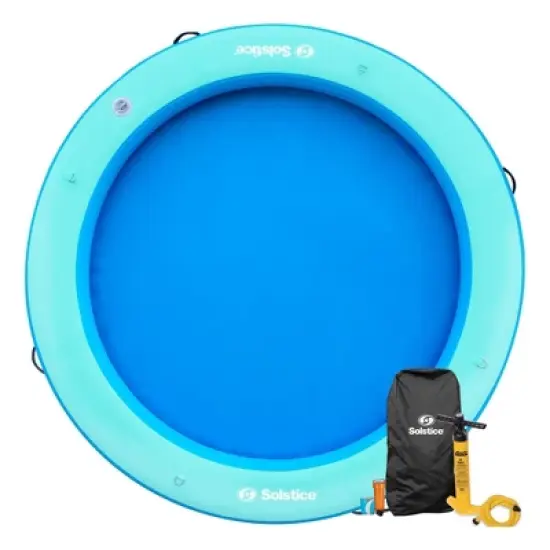SOLSTICE Circular Inflatable Mesh Dock Platform for Lake, Boat, Pool, Ocean, for Adults, Kids, and Pet Dogs Up to 6 People, Water Mat Swim Raft, 8' image {6}