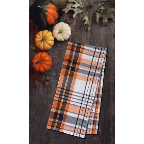 C&F Home Zelda Orange and Black Plaid Halloween Kitchen Towel image {3}